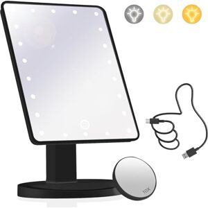 Woobroo Makeup Vanity Mirror with Lights and 22 LED Lighted Makeup Mirror, Detachable 10X Magnification, Adjustable Dimming Touch Sensor, Dual Power Supply, 270° Rotation, Portable Cosmetic Mirror Black Woobroo Makeup Vanity Mirror with Lights and 22 LED Lighted Makeup Mirror, Detachable 10X Magnification, Adjustable Dimming Touch Sensor, Dual Power Supply, 270° Rotation, Portable Cosmetic Mirror Black