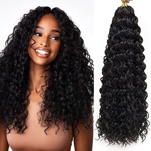 QRHSUKA GoGo Curl Curly Crochet Hair for Women Water Wave Crochet Hair Deep Wave Braiding Hair Bohemian Crochet Braids Synthetic Hair Extensions (18 inch(Pack of 6), 1B Natural Black) QRHSUKA GoGo Curl Curly Crochet Hair for Women Water Wave Crochet Hair Deep Wave Braiding Hair Bohemian Crochet Braids Synthetic Hair Extensions (18 inch(Pack of 6), 1B Natural Black)