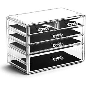 BINO 5 Drawer Acrylic Jewelry and Makeup Organizer, Clear Cosmetic Organizer Vanity Storage Display Box Make Up Organizers and Storage Makeup Stand BINO 5 Drawer Acrylic Jewelry and Makeup Organizer, Clear Cosmetic Organizer Vanity Storage Display Box Make Up Organizers and Storage Makeup Stand