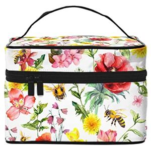 Sdfq Spring Floral Leaves Makeup Bag for Women, Large Capacity Travel Cosmetic Bag, Portable Flowers Toiletry Bag, Girls Makeup Pouch, Cute Jewelry Makeup Brush Organizer Case, Gifts for Women Sdfq Spring Floral Leaves Makeup Bag for Women, Large Capacity Travel Cosmetic Bag, Portable Flowers Toiletry Bag, Girls Makeup Pouch, Cute Jewelry Makeup Brush Organizer Case, Gifts for Women
