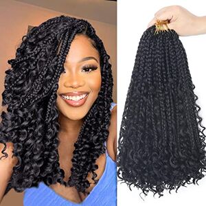 Diha Goddess Bohemian Box Braids Crochet Hair 14 Inch Curly Ends, 8 Packs Synthetic Braiding Hair Extensions for Black Women (14 Inch, 1B) Diha Goddess Bohemian Box Braids Crochet Hair 14 Inch Curly Ends, 8 Packs Synthetic Braiding Hair Extensions for Black Women (14 Inch, 1B)