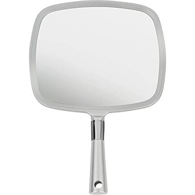 MIRRORVANA Large Handheld Mirror with Comfy Handle, 33 cm x 23 cm (Silver) See Every Detail: Big Hand Held Mirror for Barber Shops, Hairdressing, Dental Offices, Home Self Hair Cutting & Makeup Use MIRRORVANA Large Handheld Mirror with Comfy Handle, 33 cm x 23 cm (Silver) See Every Detail: Big Hand Held Mirror for Barber Shops, Hairdressing, Dental Offices, Home Self Hair Cutting & Makeup Use