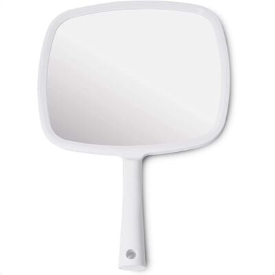 MIRRORVANA Hand Held Mirror with Flat Handle, Compact, 28cm x 20cm (White) Durable Beauty Hand Mirror, Extra Long Ergonomic Handle Ideal for Back of Head Viewing & Easy to Use for Men & Women MIRRORVANA Hand Held Mirror with Flat Handle, Compact, 28cm x 20cm (White) Durable Beauty Hand Mirror, Extra Long Ergonomic Handle Ideal for Back of Head Viewing & Easy to Use for Men & Women