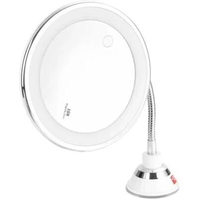 ISKDJBJG Flexible Gooseneck Makeup Mirror with LED Light 10X Magnifying Mirror Suction Cup Bright Diffused Light and 360 Degree ISKDJBJG Flexible Gooseneck Makeup Mirror with LED Light 10X Magnifying Mirror Suction Cup Bright Diffused Light and 360 Degree