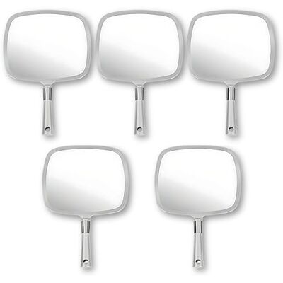 MIRRORVANA Large Pack of 5 Handheld Mirror Set with Handle, 33x23cm(Silver) Hand Mirror Set for Barbers & Salon Ideal for Home, Travel, & Makeup with Long Comfy Handle & Distortion Free HD Reflection MIRRORVANA Large Pack of 5 Handheld Mirror Set with Handle, 33x23cm(Silver) Hand Mirror Set for Barbers & Salon Ideal for Home, Travel, & Makeup with Long Comfy Handle & Distortion Free HD Reflection