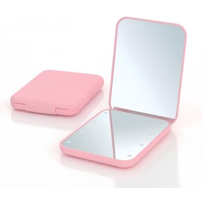 LVNEHAL Pocket Mirror, LED Travel Mirror with 1X/3X Magnification, 2-Sided, Compact Makeup Mirror with Light, Portable for Handbag, Girl Gifts, Travel Essentials (Pink) LVNEHAL Pocket Mirror, LED Travel Mirror with 1X/3X Magnification, 2-Sided, Compact Makeup Mirror with Light, Portable for Handbag, Girl Gifts, Travel Essentials (Pink)
