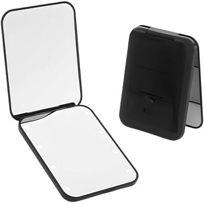 DOETYD Compact Mirror,2-Sided LED Pocket Mirror,Portable 1x/3x Magnifying Women Makeup Mirrors,Small Folding Travel Mirrors for Purse and Handbag(Black) DOETYD Compact Mirror,2-Sided LED Pocket Mirror,Portable 1x/3x Magnifying Women Makeup Mirrors,Small Folding Travel Mirrors for Purse and Handbag(Black)