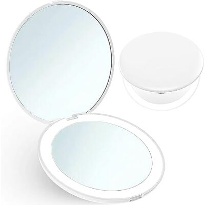 Giazee Small Compact Mirror with LED Light – 1X/10X Magnifying Travel Makeup Mirror for Handbag, Portable Foldable Lighted Pocket Mirror for Daily Use Giazee Small Compact Mirror with LED Light – 1X/10X Magnifying Travel Makeup Mirror for Handbag, Portable Foldable Lighted Pocket Mirror for Daily Use