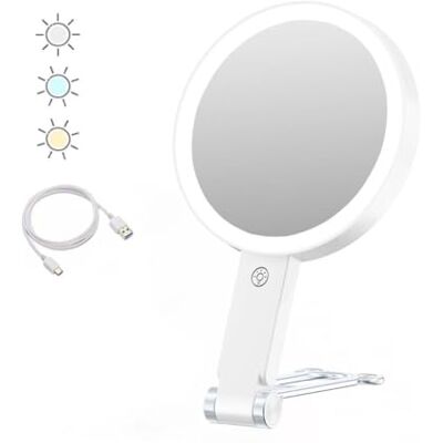INF LED Lighted Makeup Mirror with Bear Stand 30x Magnification Portable & Rechargeable INF LED Lighted Makeup Mirror with Bear Stand 30x Magnification Portable & Rechargeable