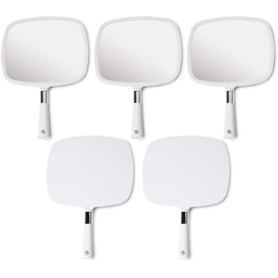 MIRRORVANA Large Pack of 5 Handheld Mirror Set with Handle, 33x23cm (White) MIRRORVANA Large Pack of 5 Handheld Mirror Set with Handle, 33x23cm (White)