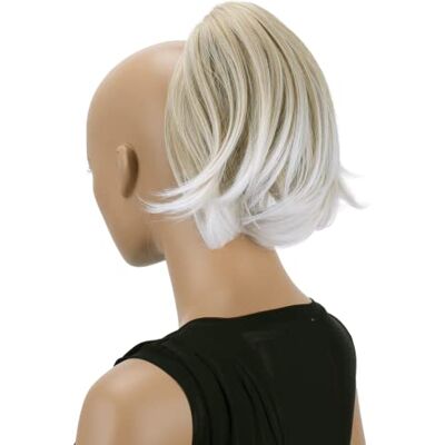 CAISHA 8" Synthetic Hepburn Bun Top Knot Claw Clip White Blonde Mix H409 CAISHA 8" Synthetic Hepburn Bun Top Knot Claw Clip White Blonde Mix H409