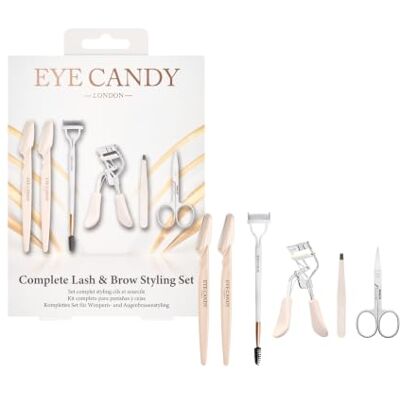 Candy Complete Lash & Brow Styling Set Brow Shaping Set, Precision Plucker Tweezer, Trimming Grooming Scissors, Lash Comb & Spoolie, Lash Curler for Long Lashes Candy Complete Lash & Brow Styling Set Brow Shaping Set, Precision Plucker Tweezer, Trimming Grooming Scissors, Lash Comb & Spoolie, Lash Curler for Long Lashes