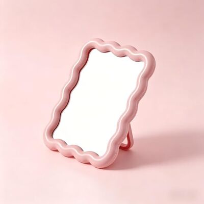 Tivleed Pink Wavy Desk Mirror, Small Vanity Mirror, Portable Makeup Mirror Pink wavy desk mirror, small vanity mirror and portable makeup mirror for cute room decor, bedroom, dorm, office or travel. Tivleed Pink Wavy Desk Mirror, Small Vanity Mirror, Portable Makeup Mirror Pink wavy desk mirror, small vanity mirror and portable makeup mirror for cute room decor, bedroom, dorm, office or travel.
