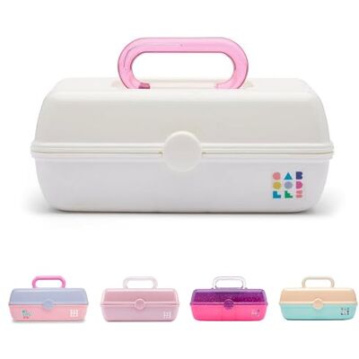 Caboodles Pretty in Petite Makeup Box, Two-Tone White on White, Hard Plastic Organizer Box, 2 Swivel Trays, Fashion Mirror, Secure Latch for Safe Travel Caboodles Pretty in Petite Makeup Box, Two-Tone White on White, Hard Plastic Organizer Box, 2 Swivel Trays, Fashion Mirror, Secure Latch for Safe Travel
