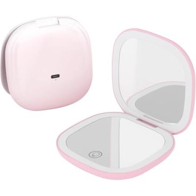 Qumox Compact LED Makeup 5X Rechargeable Magnifying Travel Mirror, Pink Suitable for detailed makeup, eyebrow shaping, and precision grooming. Qumox Compact LED Makeup 5X Rechargeable Magnifying Travel Mirror, Pink Suitable for detailed makeup, eyebrow shaping, and precision grooming.