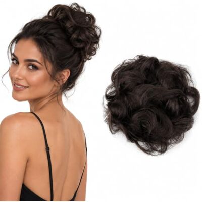 CAISHA Messy Scrunchie Bun Voluminous Wavy Hairpiece Heat-resistant Synthetic Fibres Brown G4A CAISHA Messy Scrunchie Bun Voluminous Wavy Hairpiece Heat-resistant Synthetic Fibres Brown G4A