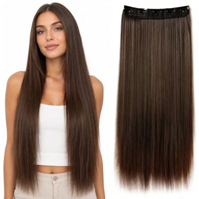 CAISHA Clip in Hair Extensions One Piece 5 Clips Brown Mix C59a CAISHA Clip in Hair Extensions One Piece 5 Clips Brown Mix C59a