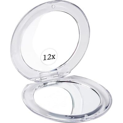 MIRRORVANA Small 12X Magnifying Travel Makeup Mirror, Dual-Sided 12X/1X, Foldable and Lightweight, Portable Compact Mirror Design Ideal for Handbag, Purse, or Pocket Use 3.3" Diameter MIRRORVANA Small 12X Magnifying Travel Makeup Mirror, Dual-Sided 12X/1X, Foldable and Lightweight, Portable Compact Mirror Design Ideal for Handbag, Purse, or Pocket Use 3.3" Diameter