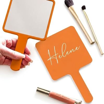 Just Giftz Personalised Handheld Mirror, Orange, 22 x 12cm Compact acrylic mirror with UV-printed name, ideal for make-up artists, lash and nail techs, and salons. Just Giftz Personalised Handheld Mirror, Orange, 22 x 12cm Compact acrylic mirror with UV-printed name, ideal for make-up artists, lash and nail techs, and salons.