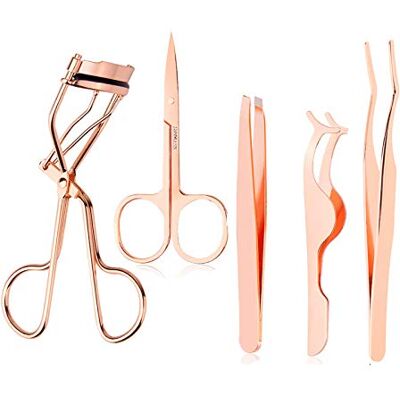 Arroyner 5 Pieces Eyelash Applicator Tool False Eyelashes Applicator Eyebrow Curler Eyebrow Scissors (Rose Golden) Arroyner 5 Pieces Eyelash Applicator Tool False Eyelashes Applicator Eyebrow Curler Eyebrow Scissors (Rose Golden)
