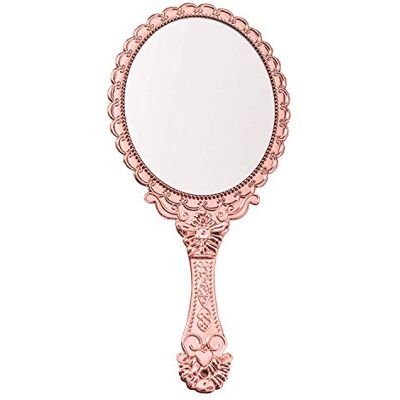 YANGSHINE Vintage Handheld Mirror Makeup Mirror Oval Embossed Flower Vanity Mirror Antique Travel Compact Personal Cosmetic Mirror for Women Girls(Rose gold) YANGSHINE Vintage Handheld Mirror Makeup Mirror Oval Embossed Flower Vanity Mirror Antique Travel Compact Personal Cosmetic Mirror for Women Girls(Rose gold)