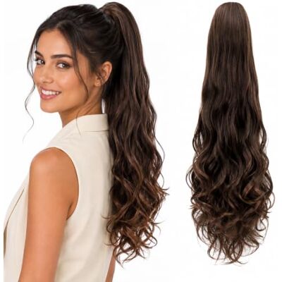 CAISHA 24" Synthetic Wavy Curly Ponytail Jaw Clip Brown Mix H509 Heat Resistant 60cm Hair Piece Extension Long Thick Volume Pieces Fake False Hairpieces Claw Butterfly Clip-in Weddings Party CAISHA 24" Synthetic Wavy Curly Ponytail Jaw Clip Brown Mix H509 Heat Resistant 60cm Hair Piece Extension Long Thick Volume Pieces Fake False Hairpieces Claw Butterfly Clip-in Weddings Party
