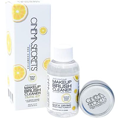 CINEMA SECRETS Original Travel Makeup Brush Cleaner Kit Professional Cleanser + Cleansing Tin for Makeup Brushes Quick-Drying & Rinse-Free Removes Stubborn Waterproof Make Up Lemon (2 fl oz) CINEMA SECRETS Original Travel Makeup Brush Cleaner Kit Professional Cleanser + Cleansing Tin for Makeup Brushes Quick-Drying & Rinse-Free Removes Stubborn Waterproof Make Up Lemon (2 fl oz)