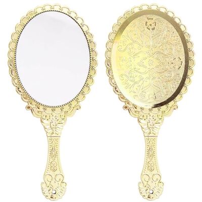 YANGSHINE Vintage Oval Handheld Mirror, Gold, 19 x 8.8 cm, Perfect for Makeup, Travel, Gifts YANGSHINE Vintage Oval Handheld Mirror, Gold, 19 x 8.8 cm, Perfect for Makeup, Travel, Gifts