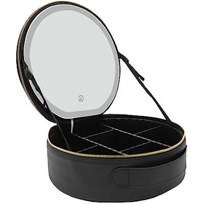 Bollomgy Makeup Case with Mirror and Light Cosmetic Bag Travel Train Case Organizer Bollomgy Makeup Case with Mirror and Light Cosmetic Bag Travel Train Case Organizer