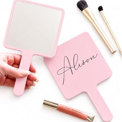 Just Giftz Personalised Handheld Mirror, Baby Pink, 22 x 12cm Compact acrylic mirror with UV-printed name, ideal for make-up artists, lash and nail techs, and salons. Just Giftz Personalised Handheld Mirror, Baby Pink, 22 x 12cm Compact acrylic mirror with UV-printed name, ideal for make-up artists, lash and nail techs, and salons.