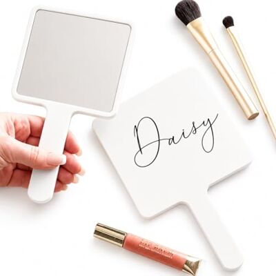 Just Giftz Personalised Handheld Mirror, White, 22 x 12cm Compact acrylic mirror with UV-printed name, ideal for make-up artists, lash and nail techs, and salons. Just Giftz Personalised Handheld Mirror, White, 22 x 12cm Compact acrylic mirror with UV-printed name, ideal for make-up artists, lash and nail techs, and salons.