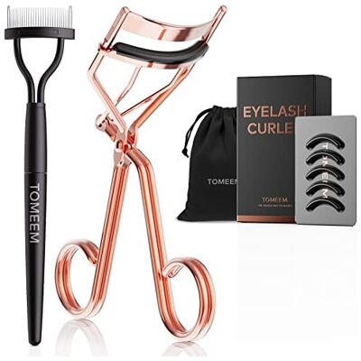 TOMEEM Eyelash Curler with Comb, Professional Volumizing Lash Lift Curler Kit with Refill Pads for Home & Travel Uses, Rose Gold TOMEEM Eyelash Curler with Comb, Professional Volumizing Lash Lift Curler Kit with Refill Pads for Home & Travel Uses, Rose Gold