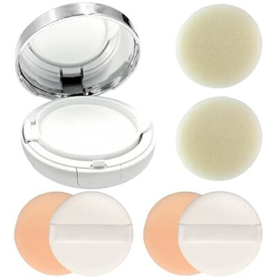 zonmaxmizky 7 Pcs Empty Luxurious Air Cushion Puff Box with Sponge Puff and Mirror 0.5oz Cushion Foundation Container Reusable Makeup Case, Silver zonmaxmizky 7 Pcs Empty Luxurious Air Cushion Puff Box with Sponge Puff and Mirror 0.5oz Cushion Foundation Container Reusable Makeup Case, Silver