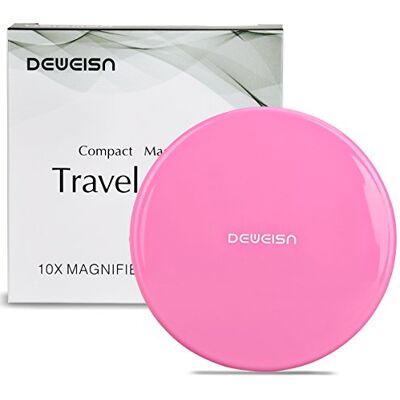 deweisn Magnifying Compact Cosmetic Mirror Elegant Compact Pocket Makeup Mirror, Handheld Travel Makeup Mirror with Powerful 10x Magnification and 1x True View Mirror for Travel or Your Purse deweisn Magnifying Compact Cosmetic Mirror Elegant Compact Pocket Makeup Mirror, Handheld Travel Makeup Mirror with Powerful 10x Magnification and 1x True View Mirror for Travel or Your Purse