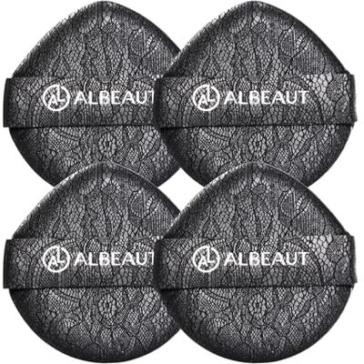 ALBEAUT Rubycell Cushion Puff, 4PCS Teardrop Makeup Applicator for Cushion Foundation, Liquid Foundation & Cream Makeup, Lace-Detail PU Back, Precision Tip ALBEAUT Rubycell Cushion Puff, 4PCS Teardrop Makeup Applicator for Cushion Foundation, Liquid Foundation & Cream Makeup, Lace-Detail PU Back, Precision Tip