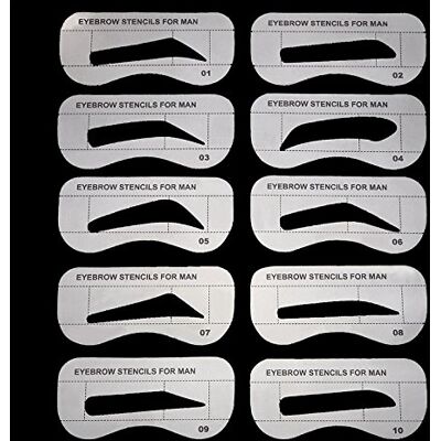 EgBert Eyebrow Stencils, 10Pcs Transparent Plastic Men's Grooming Stencils for Eyebrow Shaping and Makeup Design EgBert Eyebrow Stencils, 10Pcs Transparent Plastic Men's Grooming Stencils for Eyebrow Shaping and Makeup Design