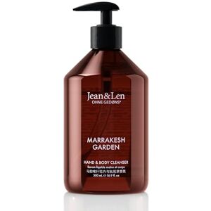 Jean & Len Hand and Body Cleanser Marrakech Garden, for a fragrant cleansing experience, body and hand soap in a minimalistic bottle, elegant fragrance, vegan, 500 ml Jean & Len Hand and Body Cleanser Marrakech Garden, for a fragrant cleansing experience, body and hand soap in a minimalistic bottle, elegant fragrance, vegan, 500 ml