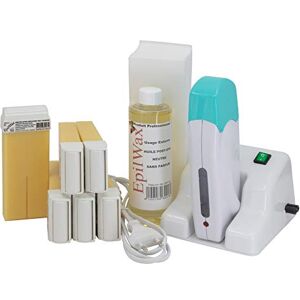 EpilWax Complete Hair Removal Waxing Kit with Modular Base Includes 6 Wax Roll-on Cartridges, Roll On Wax Heater, 100 Strips and Waxing Oil (White (Vanilla)) EpilWax Complete Hair Removal Waxing Kit with Modular Base Includes 6 Wax Roll-on Cartridges, Roll On Wax Heater, 100 Strips and Waxing Oil (White (Vanilla))