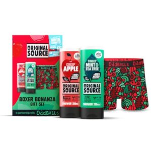 Original Source x Oddballs Boxer Bonanza Gift Set with Crisp Apple and Mint & Tea Tree Shower Gel and Boxers, Gifts for Men, Birthday Gift, 100 Percent Natural Fragrance, Vegan, Cruelty Free Original Source x Oddballs Boxer Bonanza Gift Set with Crisp Apple and Mint & Tea Tree Shower Gel and Boxers, Gifts for Men, Birthday Gift, 100 Percent Natural Fragrance, Vegan, Cruelty Free