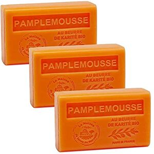 Maison Du Savon De Marseille - French Soap Made with Organic Shea Butter - Grapefruit Fragrance - 125 Gram Bars - Set of 3