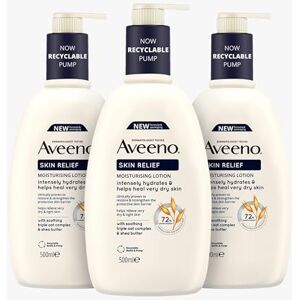 Aveeno Skin Relief Moisturising Lotion Bundle (3x 500ml), Nourishing Body Lotion for Relief from Very Dry, Tight Skin, Body Moisturiser Enriched with Prebiotic Triple Oat Complex and Shea Butter Aveeno Skin Relief Moisturising Lotion Bundle (3x 500ml), Nourishing Body Lotion for Relief from Very Dry, Tight Skin, Body Moisturiser Enriched with Prebiotic Triple Oat Complex and Shea Butter