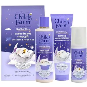 Childs Farm SlumberTime Sweet Dreams Sleep Gift Set 3-Step Sleep Routine Lavender & Moon Milk Bath Soak 250ml, Calming Massage Lotion 150ml, Sleep Mist 100ml Suitable for Dry & Sensitive Skin Childs Farm SlumberTime Sweet Dreams Sleep Gift Set 3-Step Sleep Routine Lavender & Moon Milk Bath Soak 250ml, Calming Massage Lotion 150ml, Sleep Mist 100ml Suitable for Dry & Sensitive Skin
