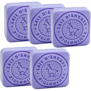 Label Provence Savon de Marseille - French Soap Made With Fresh Organic Donkey Milk - Lavender Fragrance - 30 Gram Bar - Set of 5