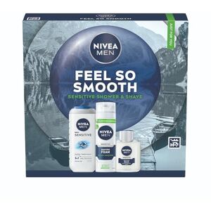 NIVEA MEN Feel So Smooth Skincare Gift Set (3 Products) Men'sGift Set for Sensitive Skin – Includes Shower Gel, Shaving Foam, and Post Shave Balm NIVEA MEN Feel So Smooth Skincare Gift Set (3 Products) Men'sGift Set for Sensitive Skin – Includes Shower Gel, Shaving Foam, and Post Shave Balm