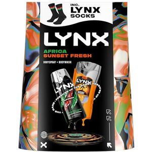 Lynx Africa & Sunset Fresh Gift Set with a body spray, a body wash and Socks perfect gifts for him 2 piece Lynx Africa & Sunset Fresh Gift Set with a body spray, a body wash and Socks perfect gifts for him 2 piece