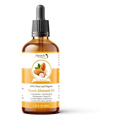 SUPREMELY Sweet Almond Oil 100% Pure Organic Cold Press Unrefined Carreir Non-Sticky Moisturiser Oil for Massage Skin Hair Nails Body Care Glass Dropper (50ML) SUPREMELY Sweet Almond Oil 100% Pure Organic Cold Press Unrefined Carreir Non-Sticky Moisturiser Oil for Massage Skin Hair Nails Body Care Glass Dropper (50ML)