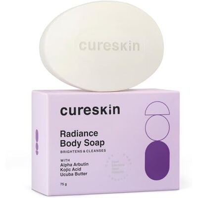 Cureskin Radiance Body Soap For Pigmentation & Sun Damage with Alpha Arbutin, Kojic Acid and Ucuba Butter Soap Tan Removal, 75 g (Pack of 1) Cureskin Radiance Body Soap For Pigmentation & Sun Damage with Alpha Arbutin, Kojic Acid and Ucuba Butter Soap Tan Removal, 75 g (Pack of 1)
