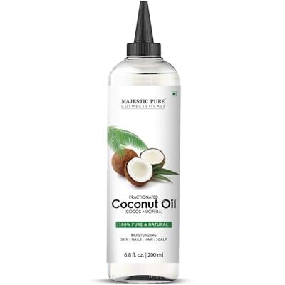 Majestic Pure Fractionated Coconut Oil 200 ml Relaxing Massage Oil, Liquid Carrier for Diluting Essential Oils Skin, Lip, Body & Hair Moisturizer Softener Majestic Pure Fractionated Coconut Oil 200 ml Relaxing Massage Oil, Liquid Carrier for Diluting Essential Oils Skin, Lip, Body & Hair Moisturizer Softener