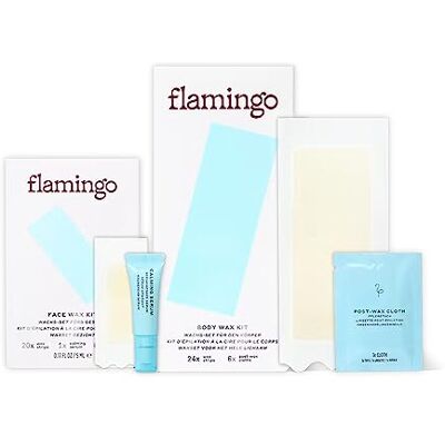 Flamingo Head to Toe Wax Kit Women's Waxing Kit with 24 Body Wax Strips, 20 Face Wax Strips, 12 Post-Wax Cloths and 1 Calming Serums Flamingo Head to Toe Wax Kit Women's Waxing Kit with 24 Body Wax Strips, 20 Face Wax Strips, 12 Post-Wax Cloths and 1 Calming Serums