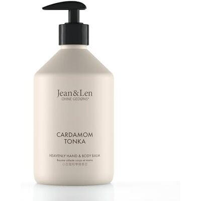 Jean & Len Heavenly Hand- & Body Balm Cardamom & Tonka, para un cuidado aromático, con aceite de argán bio y manteca de karité, bonito frasco, sin parabenos ni siliconas, vegano, 500 ml Jean & Len Heavenly Hand- & Body Balm Cardamom & Tonka, para un cuidado aromático, con aceite de argán bio y manteca de karité, bonito frasco, sin parabenos ni siliconas, vegano, 500 ml